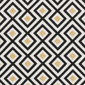 Tkanina dekoracyjna żakard romby art déco – mleczna biel/złoto, 