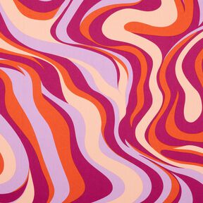 Satyna bawełniana fale retro | Poppy Fabrics – purpura/pomarańcza, 