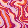 Satyna bawełniana fale retro | Poppy Fabrics – purpura/pomarańcza,  thumbnail number 1