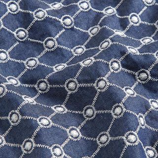 Chambray haftowany w romby – dżins, 