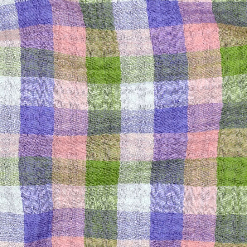 Muślin / Tkanina double crinkle kratka Materiał dwustronny | Poppy Fabrics – róż/lawendowy, image number 2