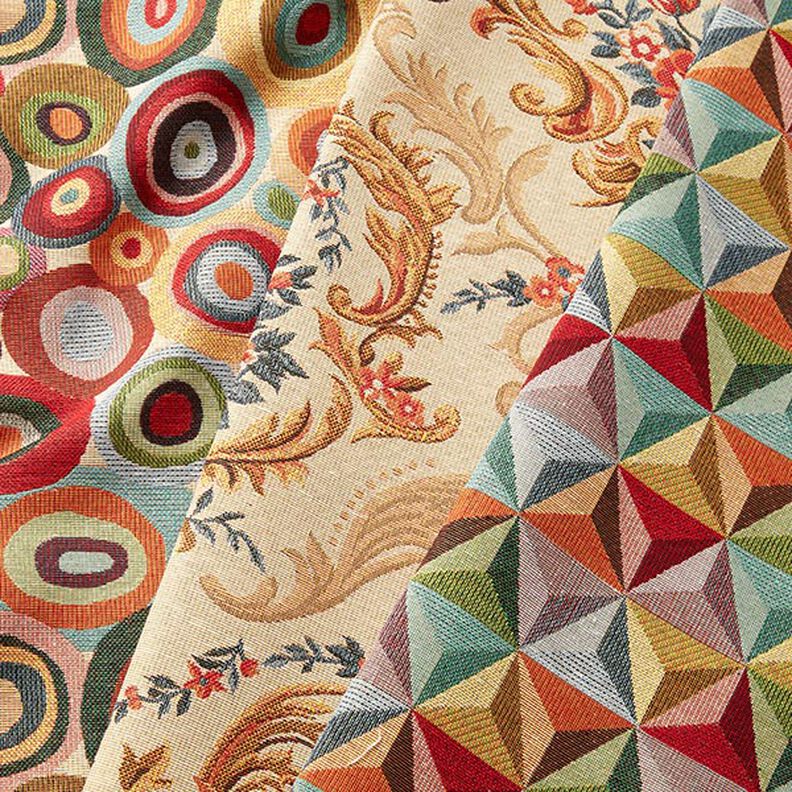 Tkanin dekoracyjna Gobelin kolorowe kółka – jasnobeżowy/czerwień karminowa,  image number 5