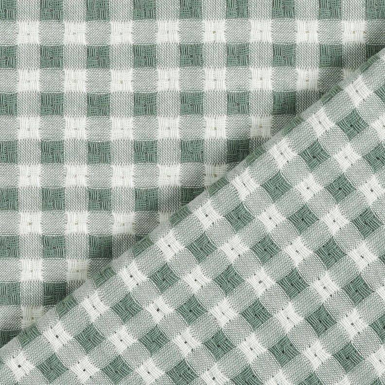 Tkanina bawełniana ze strukturą w kratkę – biel/zieleń trzcinowa,  image number 5