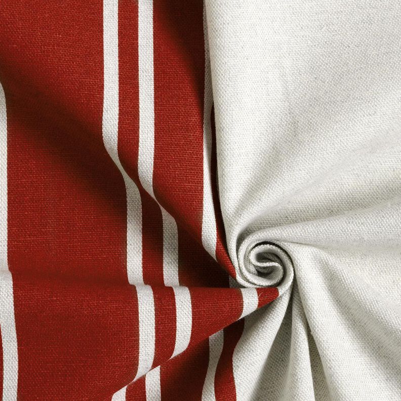 Tkanin dekoracyjna Panama Szerokie pasy – czerwień karminowa/mglisty szary,  image number 3