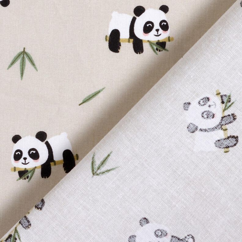 Tkanina bawełniana Kreton uroczy miś panda – naturalny,  image number 4