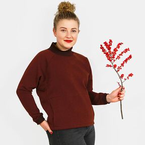 KOBIETA BETTI sweter typu nietoperz z kieszonką na brzuchu i stójką | Studio Przycięcie na wymiar |, 