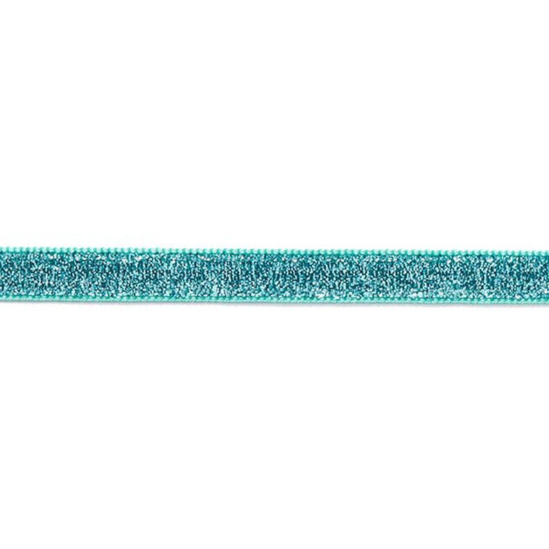 Taśma aksamitna Metaliczny [10 mm] – błękit morski,  image number 2