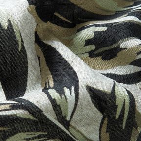 Mieszanka wiskozy i lnu Nadruk cyfrowy – Potwory – mglisty szary/jasny khaki, 