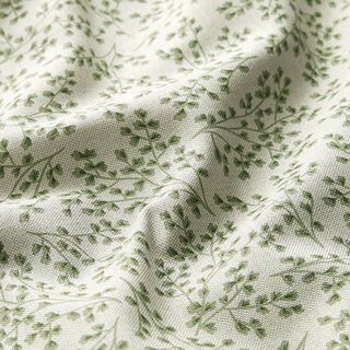 Tkanin dekoracyjna Half panama Delikatne pnącza z listkami – naturalny/zieleń liści lipy, 