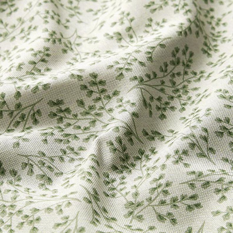 Tkanin dekoracyjna Half panama Delikatne pnącza z listkami – naturalny/zieleń liści lipy,  image number 2