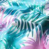 Dżersej bawełniany kolorowe liście palmowe | Glitzerpüppi – biel,  thumbnail number 1