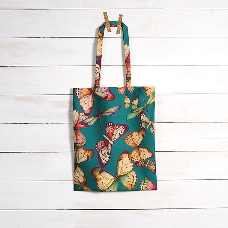 Tkanina outdoor Płótno motyle – jasny petrol,  image number 6