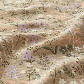 GOTS Muślin / Tkanina double crinkle wiosenna łąka kwiatowa | Poppy Fabrics – ciemny beż, 