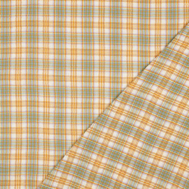 Muślin / Tkanina double crinkle Kratka | Poppy Fabrics – żółty curry/szałwia,  image number 4