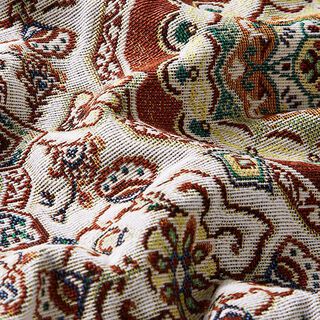 Tkanin dekoracyjna Gobelin orientalna mandala – czerwień karminowa/kość słoniowa, 