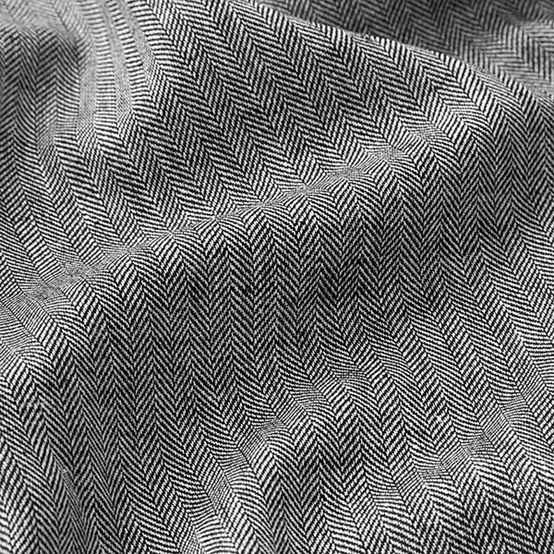 Mieszanka lnu i bawełny w jodełkę – czerń,  image number 2