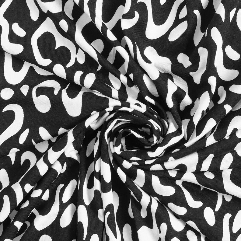 Dżersej wiskozowy z abstrakcyjnym wzorem panterki – czerń/biel,  image number 4