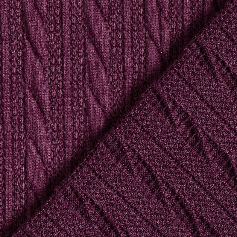 Dzianina Cloqué wzór warkoczowy – merlot,  image number 4