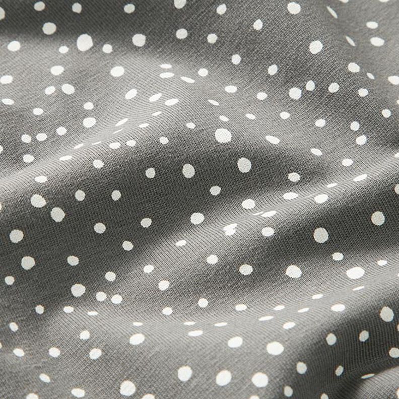 Dżersej bawełniany w nieregularne kropki – szary,  image number 2