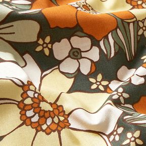 Tkanina bawełniana Kreton kwiaty retro – jasnopomarańczowy/jasna żółć, 