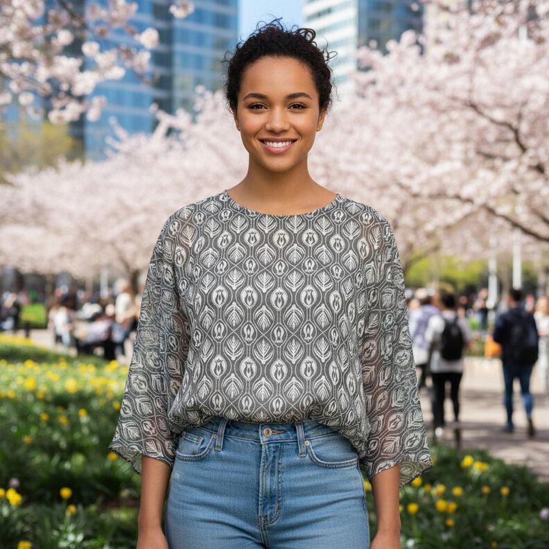 Szyfon w ornamenty &ndash; biel/czerń,  image number 6