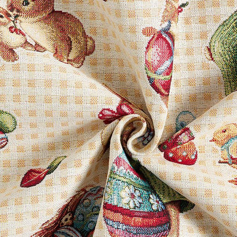 Tkanina dekoracyjna gobelin śliczne zajączki – jasna żółć,  image number 3