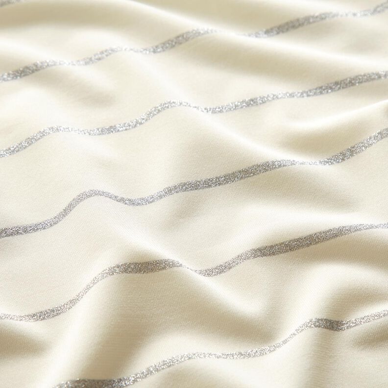 Dżersej w szerokie, błyszczące paski &ndash; biel/srebrny metaliczny,  image number 2