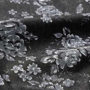 Chambray małe róże – czerń/biel, 