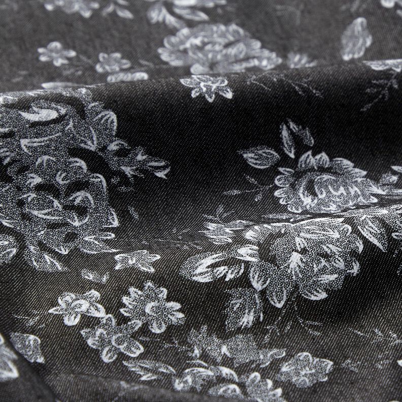 Chambray małe róże – czerń/biel,  image number 2