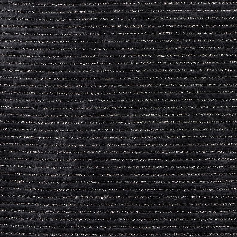 Welur w błyszczące paski – czerń/srebrny metaliczny, image number 1