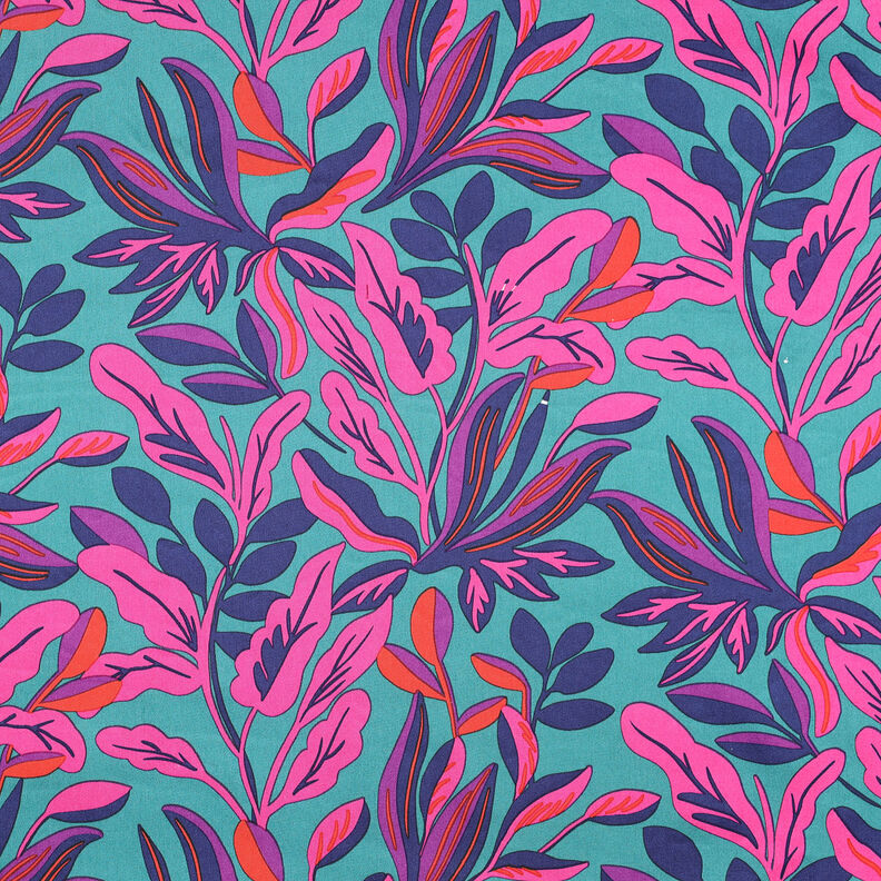Satyna bawełniana Lush Leaves | Nerida Hansen – turkus/purpura,  image number 1