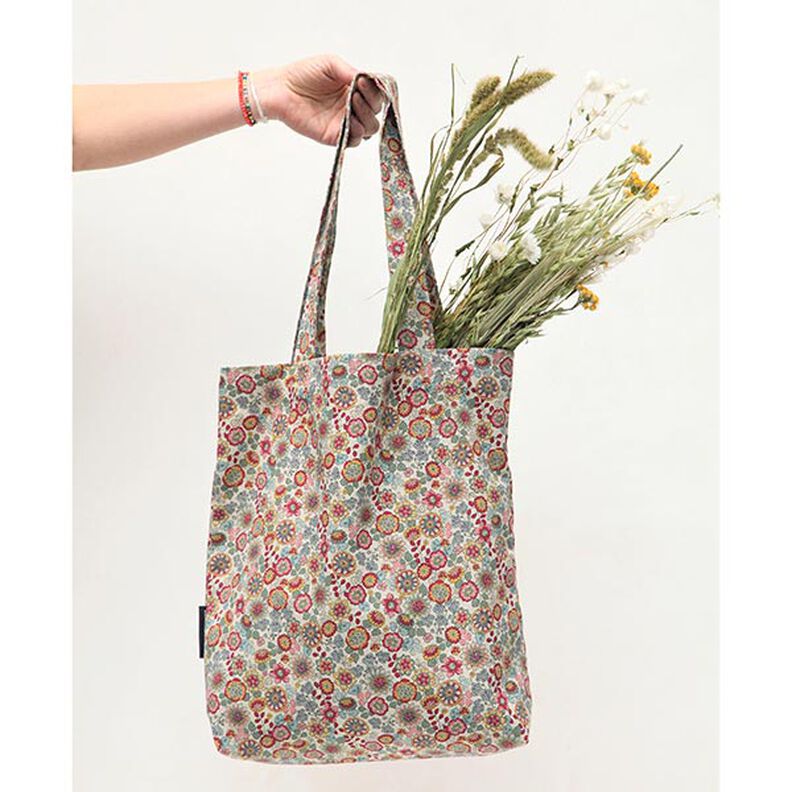 Tkanin dekoracyjna Half panama Duże kwiaty – naturalny/pink,  image number 5