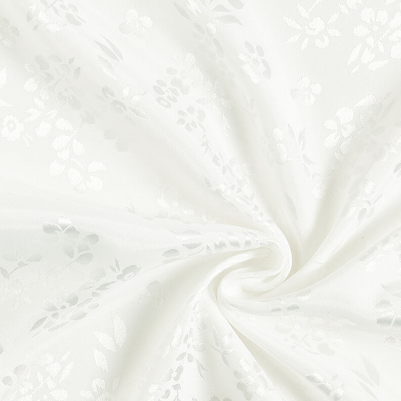 Satyna Tkanina podszewkowa Kwiaty – biel,  image number 3