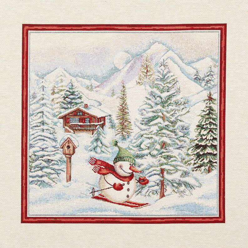 Panel dekoracyjny Gobelin bałwanek – czerwień karminowa/jasnobeżowy,  image number 1