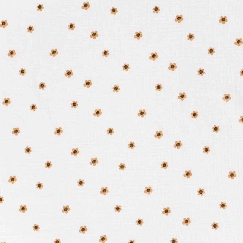 Muślin / Tkanina double crinkle słoneczniki &ndash; kość słoniowa/stare złoto,  image number 1