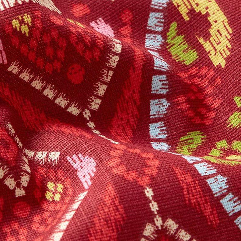 Tkanin dekoracyjna Half panama nowoczesny wzór etno – czerwień karminowa,  image number 2