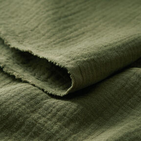 Muślin / Tkanina double crinkle – oliwka, 