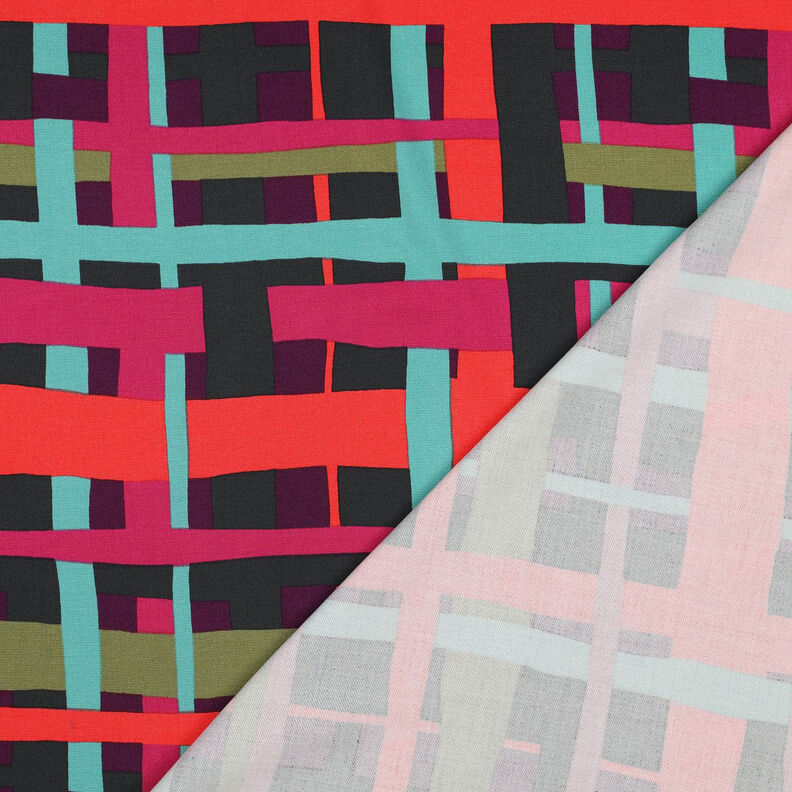 Tkanina wiskozowa stretch Line Layers | Nerida Hansen – merlot/pomarańcza, image number 4