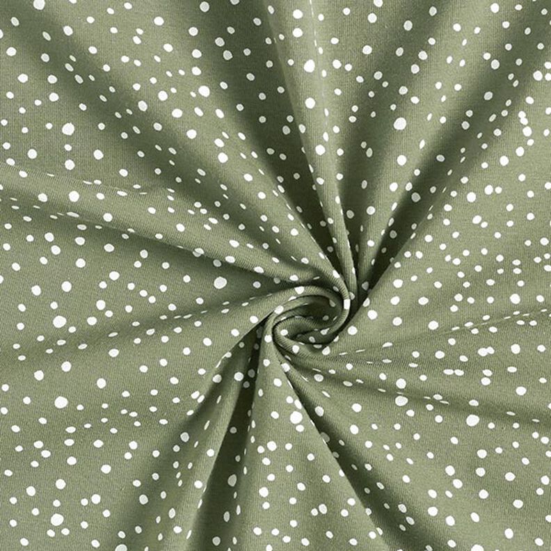 Dżersej bawełniany w nieregularne kropki – khaki,  image number 3