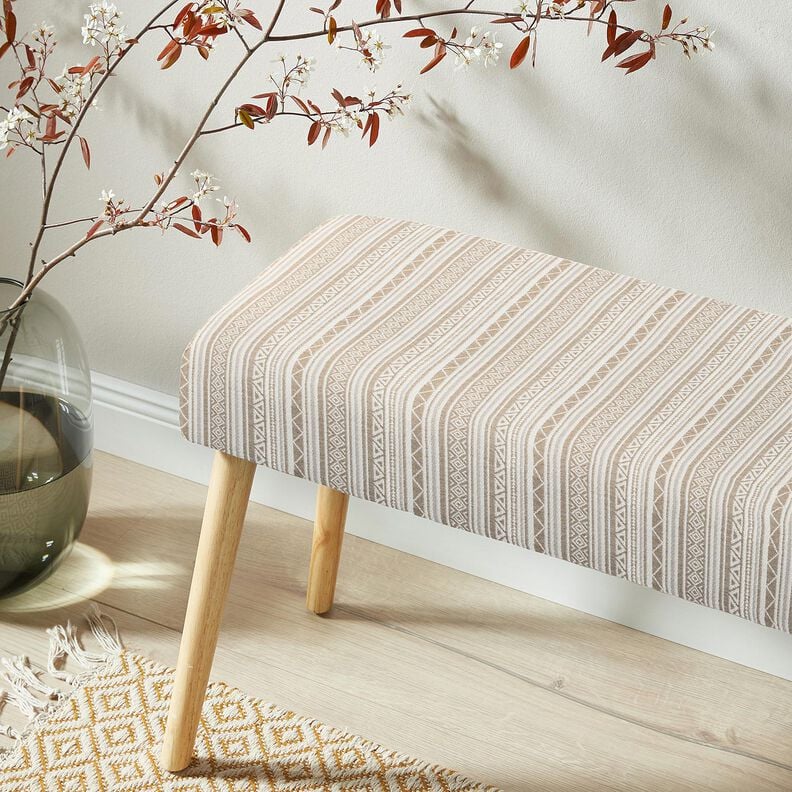 Tkanin dekoracyjna Żakard paski etno &ndash; zawilec/mleczna biel,  image number 5