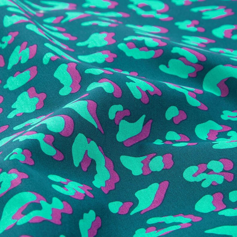 Bawełna powlekana abstrakcyjna panterka | Poppy Fabrics – petrol/lilia, image number 2