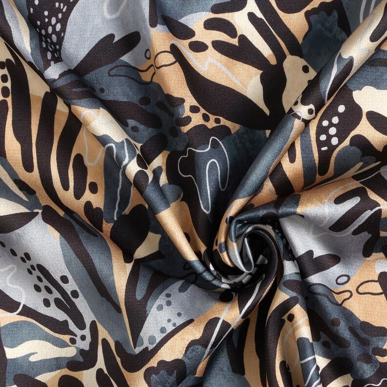 Satyna krepowa w rośliny morskie – szary łupek/beż,  image number 3