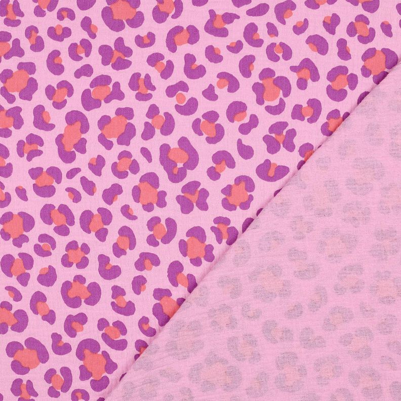 Muślin / Tkanina double crinkle kolorowa panterka | Poppy Fabrics – pastelowy fiolet/czerwona lilia, image number 4