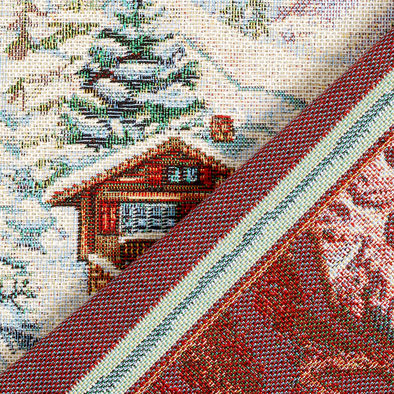 Panel dekoracyjny Gobelin bałwanek – czerwień karminowa/jasnobeżowy, image number 4