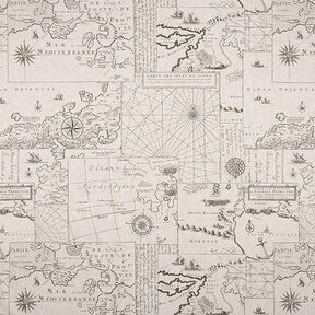 Tkanin dekoracyjna Half panama mapa morska – naturalny, 