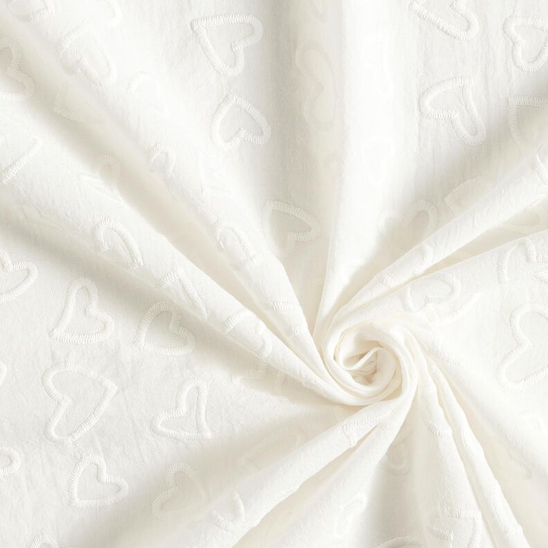 Batyst haftowane serca | Poppy Fabrics – kość słoniowa,  image number 3