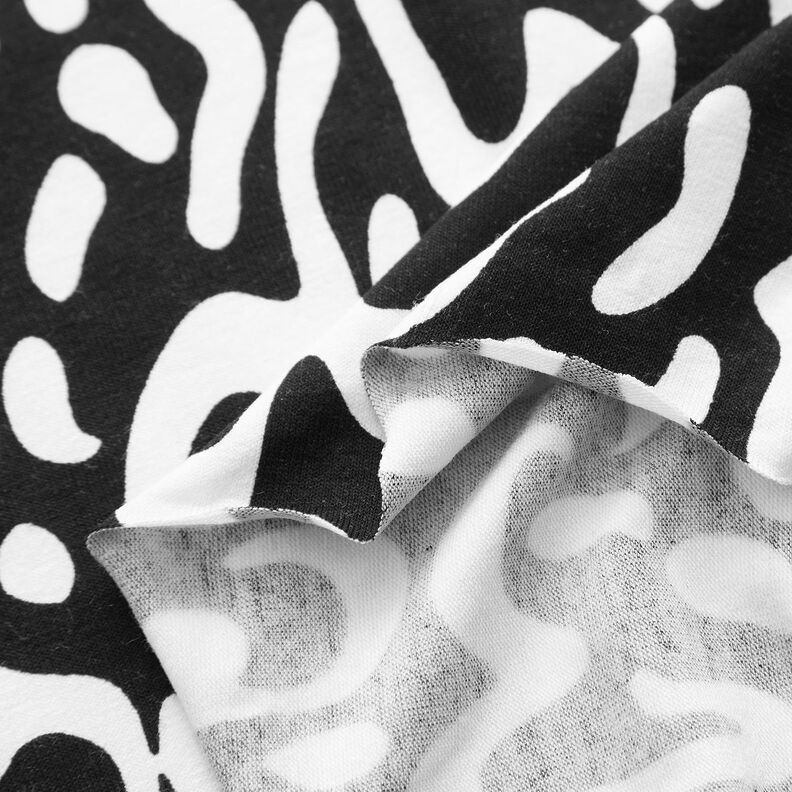 Dżersej wiskozowy z abstrakcyjnym wzorem panterki – czerń/biel,  image number 3