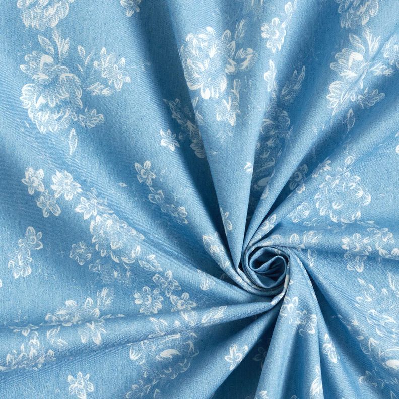 Chambray małe róże – jasnoniebieski/mleczna biel,  image number 3