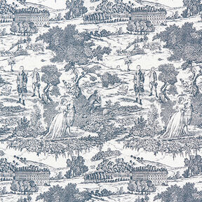 Tkanina dekoracyjna half panama Toile de Jour – granat/mleczna biel, 