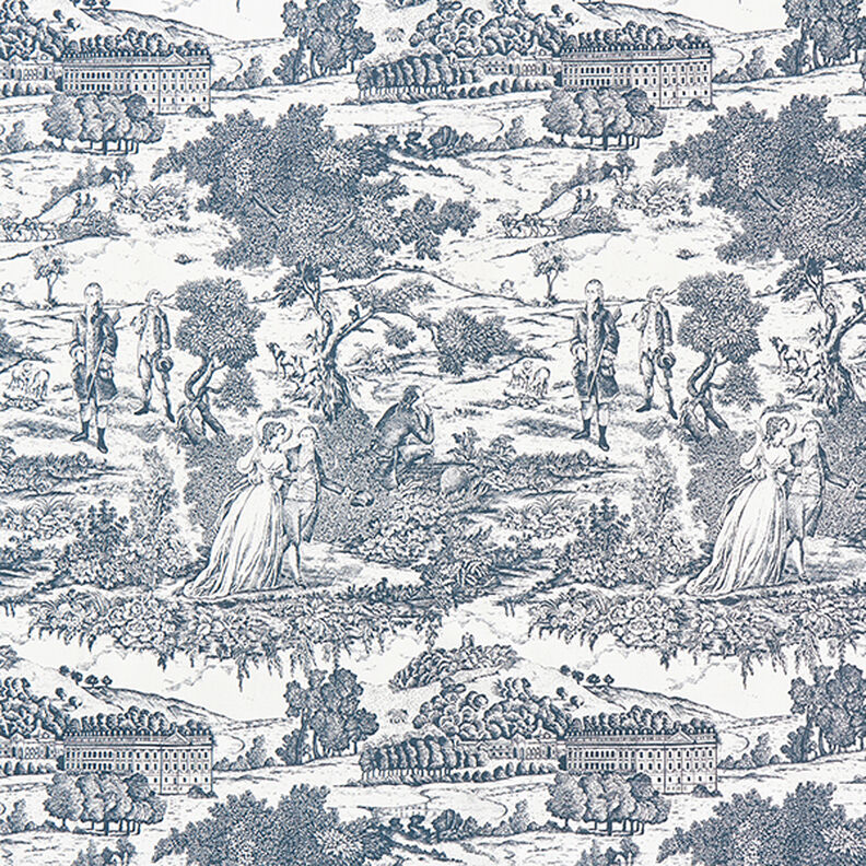 Tkanina dekoracyjna half panama Toile de Jour – granat/mleczna biel,  image number 1
